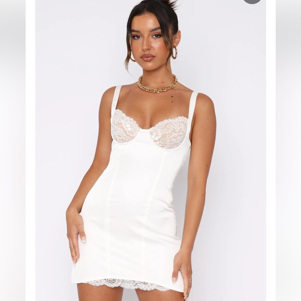 White Fox Boutique Satin Lace Mini Dress